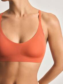 Ocili Women's Minimalist Solid Color Seamless Comfortable Underwear - Burnt Orange - View 3