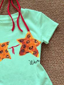 INAWLY T-shirt à col rond à manches courtes, coupe regular, imprimé bikini pour femmes - Vert - Voir 5