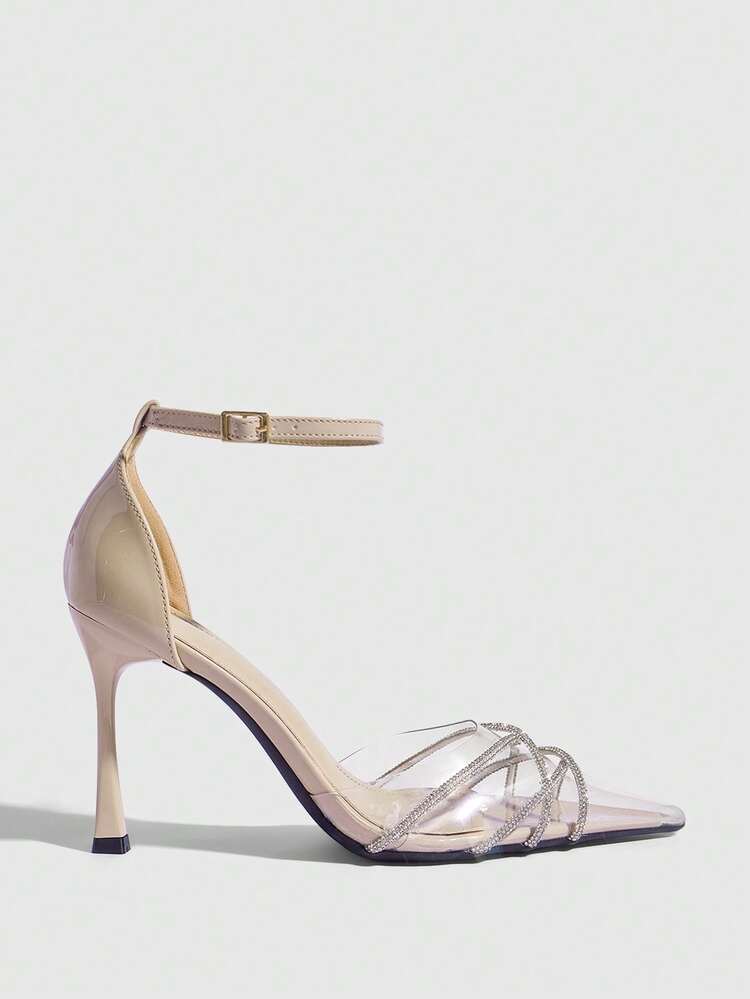 CUCCOO SZL Women's Pointed Toe Buckle Design Fashionable High Heels For Daily Wear