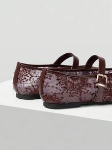 MOTF PREMIUM 镶钻芭蕾平底鞋 - 咖色網紗 - 查看 8