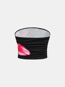 SHEIN Tween Girls Casual Digital Print Camisole Top And Mini Skirt Set - Blue and White - View 5