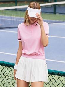 CourtClass CourtClass 女士开领短袖休闲夏季运动Polo衫网球服 女士夏季衬衫 女士Polo衫 女士网球服 女士高尔夫服 运动服 粉色Polo衫 女士高尔夫服 女士粉色学生装 - 粉色 - 查看 4