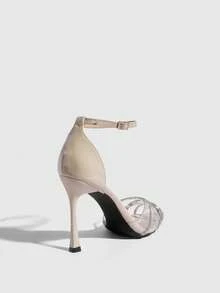 CUCCOO SZL 女士尖头搭扣设计时尚高跟鞋，适合日常穿着 - 杏色 - 查看 3