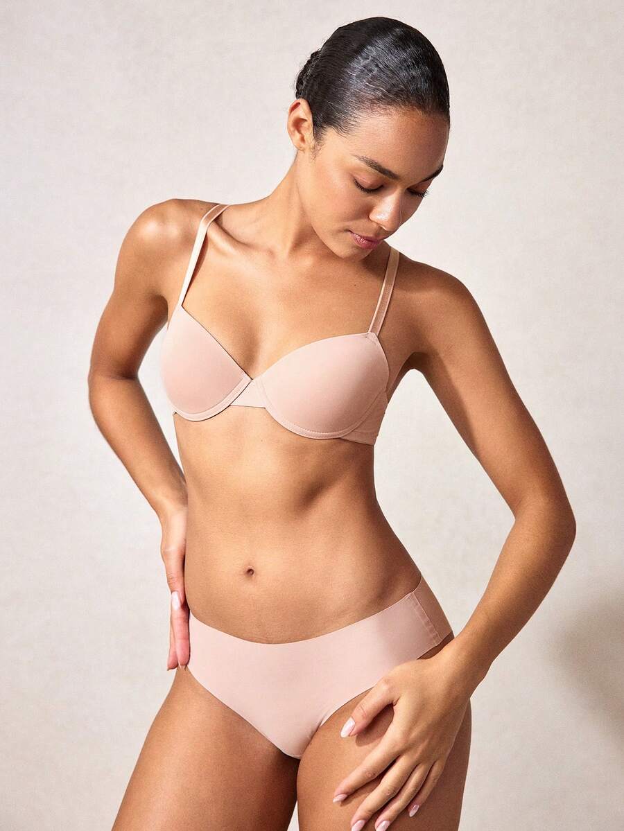 Veilyse Reggiseno semplice di colore solido da donna con ferretto, 1 pezzo - Rosa - Visualizzare 1