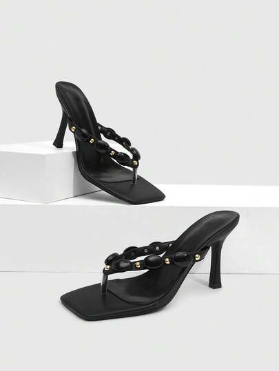 CUCCOO SZL Women Shoes Classic Simple Fashion Women's High Heel Pinch Sandals Agate Gem Decoration Workplace Commuter Banquet Party Sexy Elegant Wear Women's Shoes Light Luxury Dating Daily Street High-End Women's Shoes