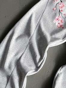 StoneGrade 男士休闲日常通勤度假风樱花字母印花抽绳腰宽松阔腿运动裤 - 灰色 - 查看 6