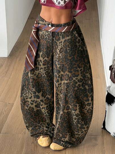 Coolane 女士豹纹弯刀裤