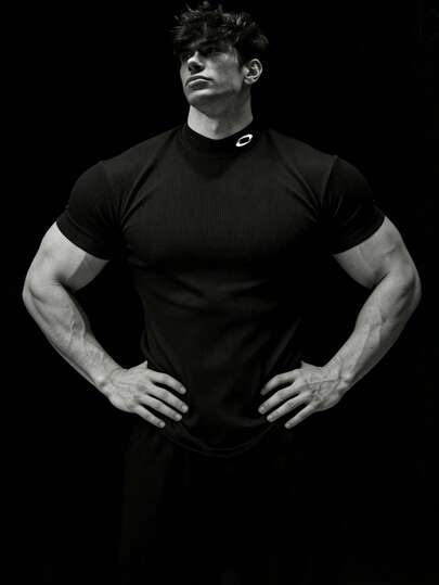 RISE LYT 男士夏季休闲立领短袖运动T恤健身服跑步T恤和背心修身衬衫圆领