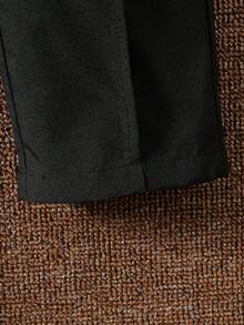 SHEIN Tween Boys Casual Everyday Commute Single Button Long Pants - Black - View 5