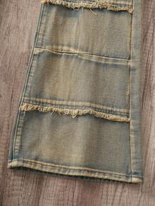Manfinity Joysei Men's Denim Patchwork Straight Leg Flare Pants - Ginger - View 5