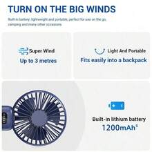 1Pc Mini Handheld USB-C Rechargeable Portable Electric Fan With Strong Airflow & Desktop Stand For Summer And For Outdoor,Sport,Travel,Kitchen,Bedroom,School,Office,And For Woman,Man,Children,Adult - Royal Blue - View 9