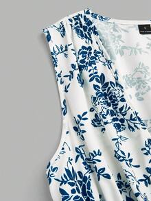 Qadelle Women's Woven Printed Summer Dress For Vacation - Blue - View 6