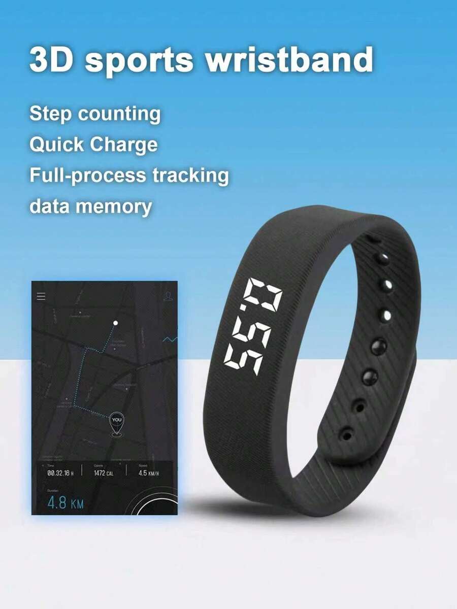 Teckwe Jam Tangan Pintar Olahraga, Pelacak Kebugaran LED dengan Pemantau Detak Jantung, Tidur, Langkah & Kalori, Gelang Alarm untuk Dewasa & Pelajar, Olahraga Lari, Baterai Internal 55mAh. - MultiWarna - View 1