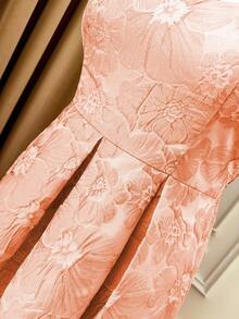 Rometta Robe de soirée élégante à encolure en V et froncée pour femmes grandes tailles - Orange - Voir 3