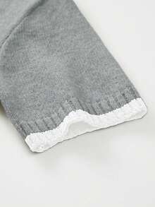SHEIN Franclia Áo dệt kim casual mùa hè tối giản, cá tính, phối màu tương phản, kiểu dáng mới về dành cho nữ. - Xám - Xem 6