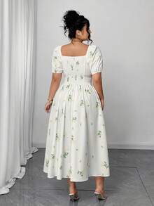 Elenzga 大码优雅假日夏季浪漫连衣裙 - 白色 - 查看 2