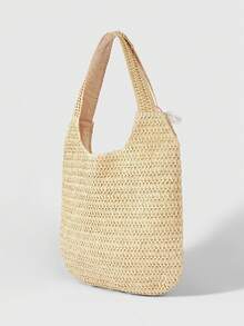 ROMWE Kawaii 海星花丝带草编包 - 杏色 - 查看 5