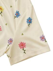 Resyla Floral Print Short Sleeve T-Shirt, Summer T-Shirt, Refreshing Ladies Top, Aesthetic Tee - Multicolor - View 5