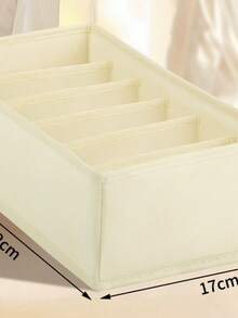 1 Piece, 6-Compartment Foldable Fabric Storage Box, Suitable For Wardrobes, Dressing Tables, Drawers, Etc. It Can Be Used To Store Clothing, Underwear, Bras, Socks, And Other Intimate Apparel. In Khaki Color, It Is Ideal For Room Decor, Home Decor, And Bedroom Decor. Perfect For Organizing. White T-Shirts, Black Pants, Women's Winter Clothing, Dresses, Elegant Women's Wear, White Shirts. - Khaki - View 1
