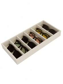 1 pieza Estuche de terciopelo para gafas de sol, organizador multifuncional para gafas, joyas, anillos, collares, pulseras y relojes, bandeja de exhibición para el hogar, unisex - Beis - Ver 8