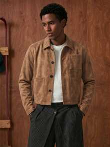 SWAVVY Men's Versatile Casual Retro Jacket - Khaki - View 4