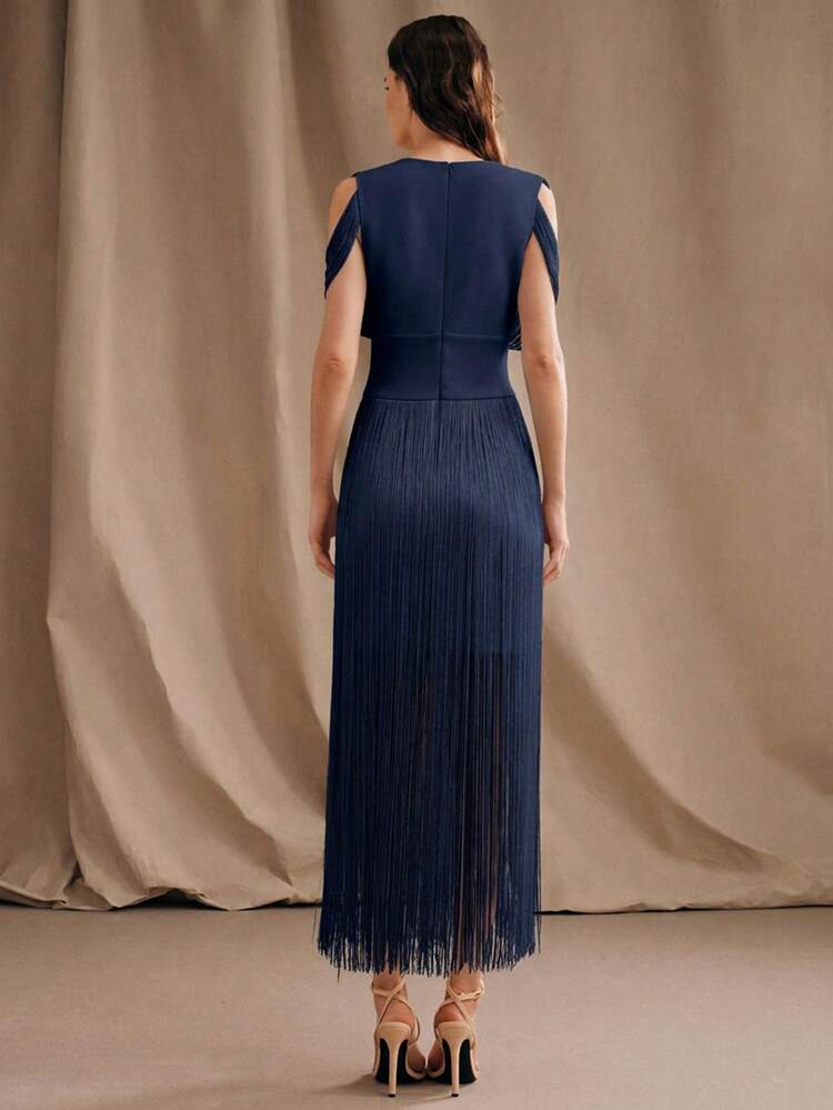 Women's New Elegant Deep V Flowy Tassel Waist Dress, Summer Dresses For Women, Party Dresses For Women, Summer Holiday Outfits, Elegant Dresses