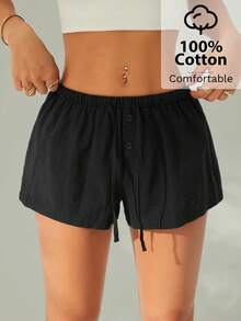 SHEIN PETITE 2 piezas Shorts de rayas de lino nuevos para mujer - Multicolor - Ver 8