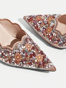 CUCCOO TILAWA Giày cao gót mũi nhọn đính đá lấp lánh thời trang nữ dự tiệc Giáng sinh và Ngày Valentine. - Rỉ Nâu - Xem 6