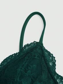 Sweetra Camiseta sin mangas ajustada con volantes, encaje y parches, de estilo vintage y elegante para mujer de talla grande - Verde - Ver 3
