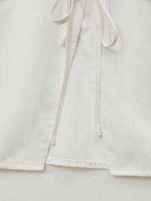 Franclia Camisa de mujer de manga corta con cuello de lazo y corbata, para verano - Blanco - Ver 5