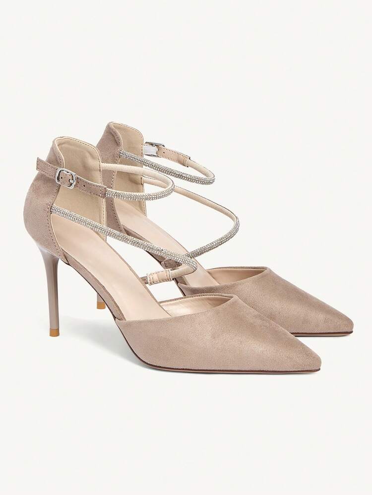 CUCCOO CHICEST Women's Fashionable Elegant Crystal Decorated Pointed Toe Pumps Summer Shoes Wedding Shoes Bride Shoes