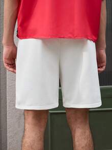 Open Phase 男士字母贴布抽绳腰短裤 - 白色 - 查看 3