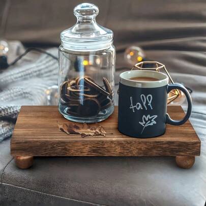 Supporto in legno da tavolo per sapone da cucina, stile fattoria, supporto in legno rialzato per decorazione da tavolo in cucina, bagno, per piante, candele, vasi, decorazione per la casa e il bagno, organizzatore per il bagno, decorazione autunnale, back to school