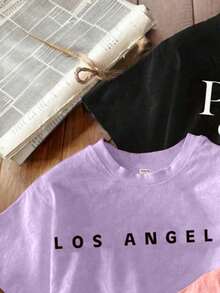 女童简约印花圆领短袖T恤 - 彩色 - 查看 4