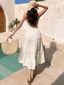 DAZY Women's Colorblock Holiday Style Dress,Ruffle Vacation Outfits Women Boho - Beige - View 6