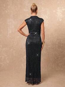 Lumalex Đầm sequin thời trang dự tiệc dành cho nữ - Bạc - Xem 2