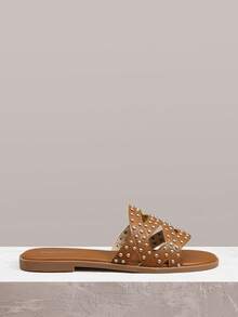 Styleloop Ladies, Buckles, Trim, Flat Sandals Holiday Travel Essential Boho Cowgirl Outfit - Brown - View 6