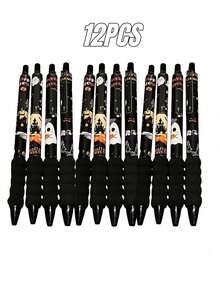 Bộ 4/8/12 bút bi gel chủ đề Halloween với đường kính ngòi 0.5mm, có hình ma, bí ngô và mũ phù thủy - Hoàn hảo làm quà tặng khen thưởng trong lớp học hoặc quà tặng văn phòng phẩm cho năm học mới. - Nhiều màu - Xem 8