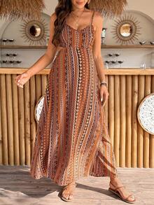 SHEIN Đầm dự tiệc bầu họa tiết hoa nhí, kiểu dáng thường ngày, khoét eo, có dây đeo. - Nhiều màu - Xem 5