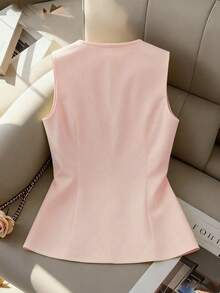 GlowEve Áo vest nữ màu vàng nhạt thanh lịch, thắt eo, thích hợp cho ngày Valentine, mặc hàng ngày, hẹn hò, áo vest mùa hè nhẹ nhàng. - Hồng - Xem 2