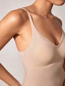Veilyse Top de tirantes microfibra simple con estiramiento alto inconsútil - Albaricoque - Ver 6
