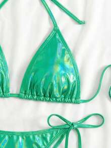Swim EVENT Bikini de unicolor para vacaciones en la playa - Verde - Ver 3