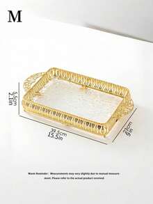 1pc/1set Middle Eastern Style Modern Elegant Large Trays, RectangularDecorative Trays -Multipurpose, Non-Tarnish, Metal Alloy, RectangularServing Trays For Coffee & Beverages, Gold - Gold - View 4