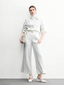 CUCCOO BIZCHIC 女士鞋履 春秋季尖头粗跟中跟米色金属扣装饰女士露跟鞋 时尚经典简约通勤约会派对假日度假女士高跟鞋 - 象牙白 - 查看 10