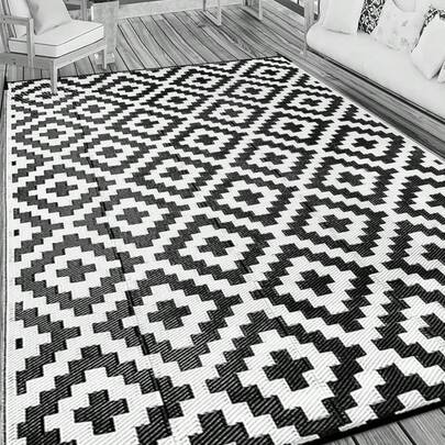 Estera de picnic plegable de material tejido de PP, resistente al agua, ligera y portátil, esencial para jardín, camping, fiesta, playa y uso al aire libre, fácil de limpiar y de almacenar de forma compacta