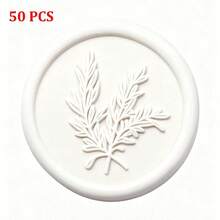 50 Pcs Rosemary Pattern Self-Adhesive Wax Seal Stickers For Wedding Invitations Envelope Sealing Craft Gift - one size fits all - View 2
