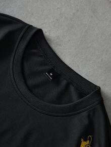 Manfinity Hypemode Áo thun nam thêu 3D, phong cách đường phố, thêu toàn bộ, thích hợp cho các lễ hội âm nhạc ngoài trời, dạo phố thường ngày, quà tặng cho bạn trai/chồng, kỷ niệm. - màu đen - Xem 4