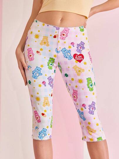 SHEIN X Care Bears Leggings casuales de cintura elástica 7/8 para mujer