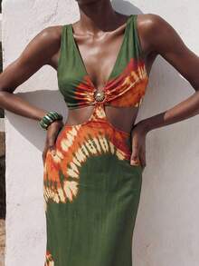 Maija Women's Beach Vacation Casual Printed Vest Coverup - Multicolor - View 1