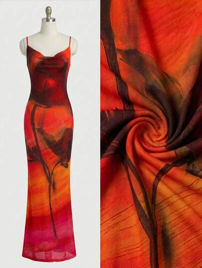 EastFlair Women's Contrast Color Casual Vacation Date Night Maxi Slip Dress